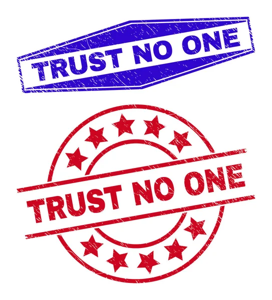 TRUST NO ONE Vészpecsét Pecsét kerek és hatszög alakú — Stock Vector