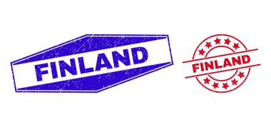 FINLAND Grunge Yuvarlak ve Altıgen Şekillerde Mühürleniyor