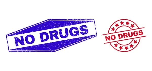 KEINE DRUGS Gummiabzeichen in runden und sechseckigen Formen — Stockvektor