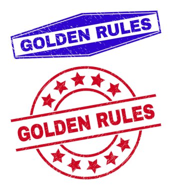Çemberde ve Altıgen Şekillerinde Altın Kurallar Çizilmiş Rozetler