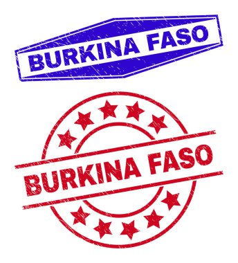 BURKINA FASO Grunge Yuvarlak ve Altıgen Biçimli Mühürler