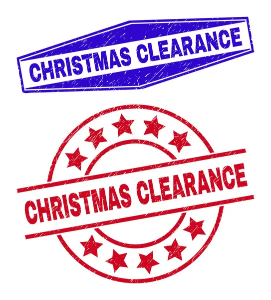 CHRISTMAS CLEARANCE Distress Stamp Seals in Circle and Hexagon Shapes — стоковый вектор