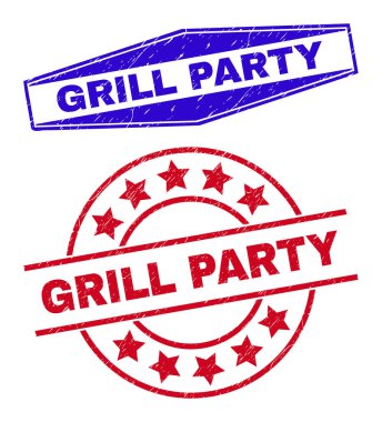 GRILL PARTİ Çember ve Altıgen Şekiller içinde Damga Mührü