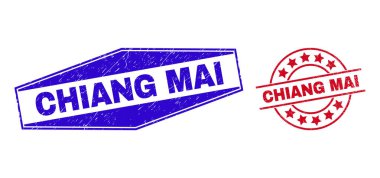 CHIANG MAI Grunge Yuvarlak ve Altıgen Biçimli Mühürler