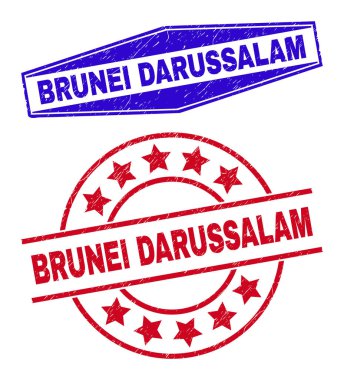 BRUNEI DARUSSALAM Yuvarlak ve Altıgen Biçimli Rozetleri Aşındırdı