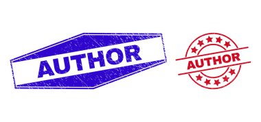 AUTHOR Grunge Çemberde ve Altıgen Şekilde Mühürlüyor