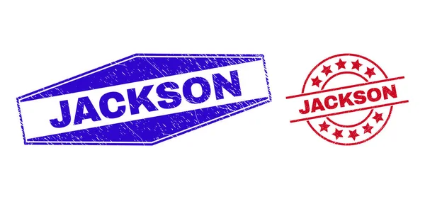 JACKSON Badges impurs en forme ronde et hexagonale — Image vectorielle