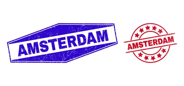 AMSTERDAM Tisztátalan fókák kör és hatszög alakú — Stock Vector