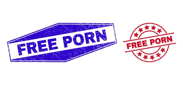 FREE PORN Rubber Badges in Circle and Hexagon Forms — Stock Vector