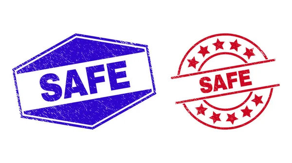 SAFE Badges impurs en forme de rond et hexagone — Image vectorielle