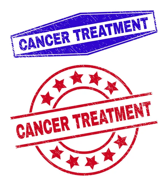 CANCER TREATMENT Lencana Karet dalam Bentuk Bundar dan Hexagon - Stok Vektor