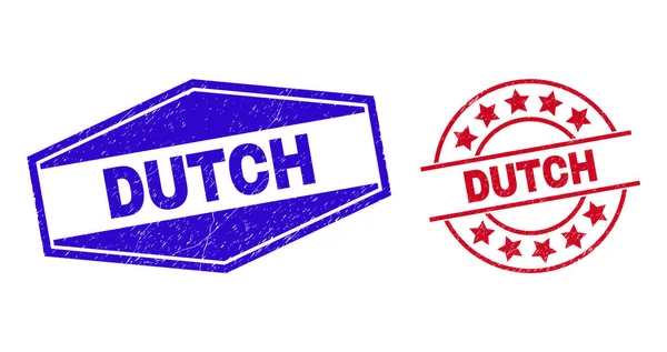 DUTCH Scratched Watermarks em formas redondas e hexágono —  Vetores de Stock