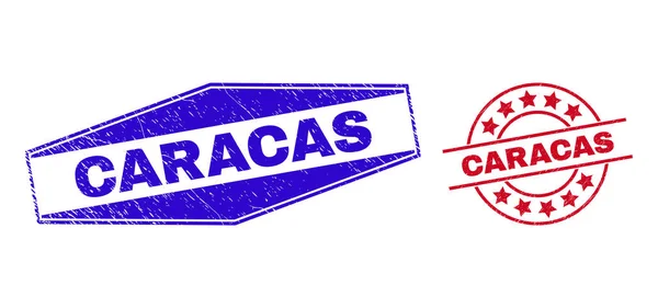 CARACAS Grunged Watermarks em formas redondas e hexagonais —  Vetores de Stock