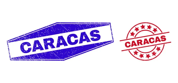 CARACAS Grunged marcas de agua en formas redondas y hexagonales — Vector de stock