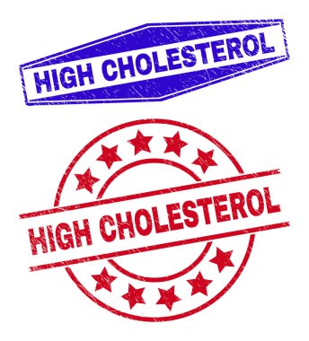 HIGH CHOLESTEROL Distress Seals in Circle and Hexagonal Shapes