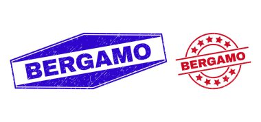 BERGAMO Grunged Stamps in Circle and Hexagon Forms