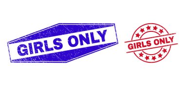 GIRLS ONLY Scratched Badges in Round and Hexagonal Shapes