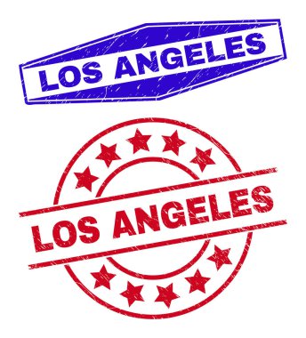 LOS ANGELES Distress Watermarks in Circle and Hexagonal Shapes