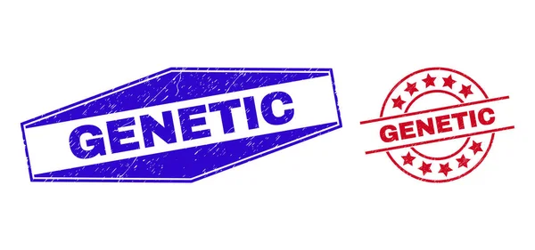 GENETIC Gestructureerde Badges in ronde en zeshoekige vormen — Stockvector