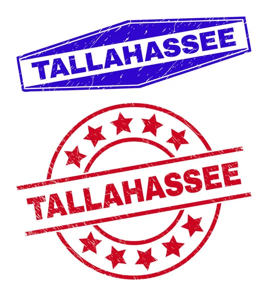 TALLAHASSEE Grunged Stamps in Circle and Hexagon Shapes