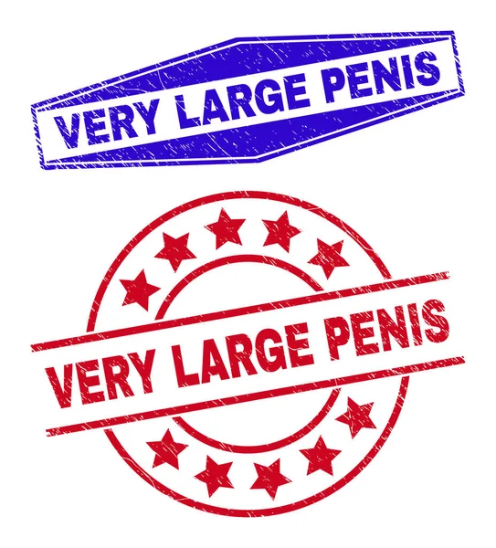 VERY LARGE PENIS Unclean Seals in Round and Hexagon Shapes — Vector de stock