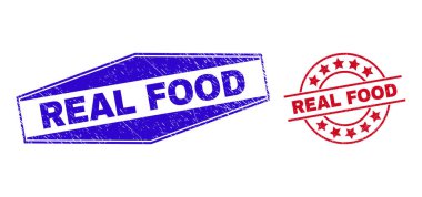 REAL FOOD Scratched Badges in Round and Hexagonal Forms