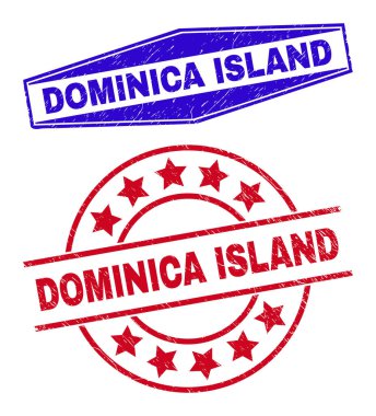 DOMINICA ISLAND Grunge Watermarks in Round and Hexagon Shapes