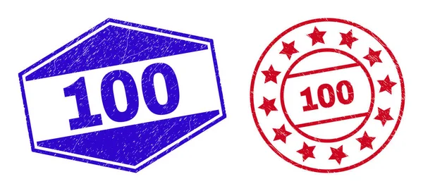 100 Unclean Badges in Circle and Hexagon Forms — стоковий вектор