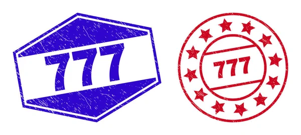 777 Distintivi in gomma a forma di cerchio ed esagono — Vettoriale Stock