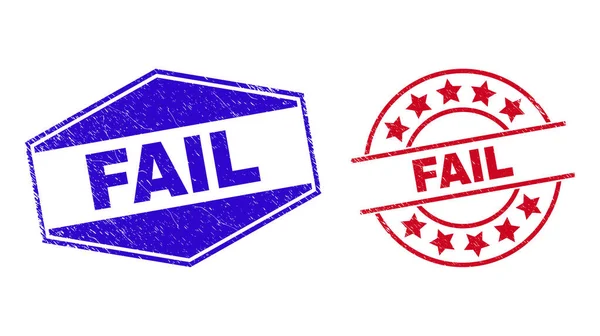 FAIL Rubber Watermarks in Circle and Hexagonal Forms - Stok Vektor