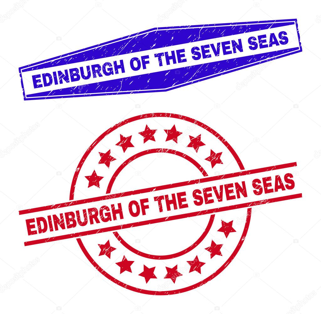 EDINBURGH OF THE SEVEN SEAS Corroded Badges in Round and Hexagon Shapes