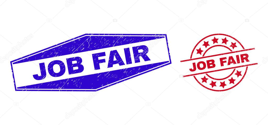 JOB FAIR Corroded Stamps in Round and Hexagonal Forms