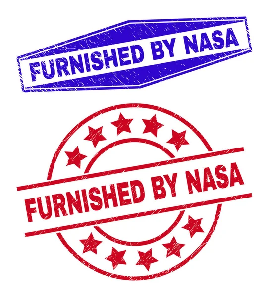 SEGUIMENTO PELOS Selos de Selo Texturizados da NASA em Formas Redondas e Hexagonais — Vetor de Stock