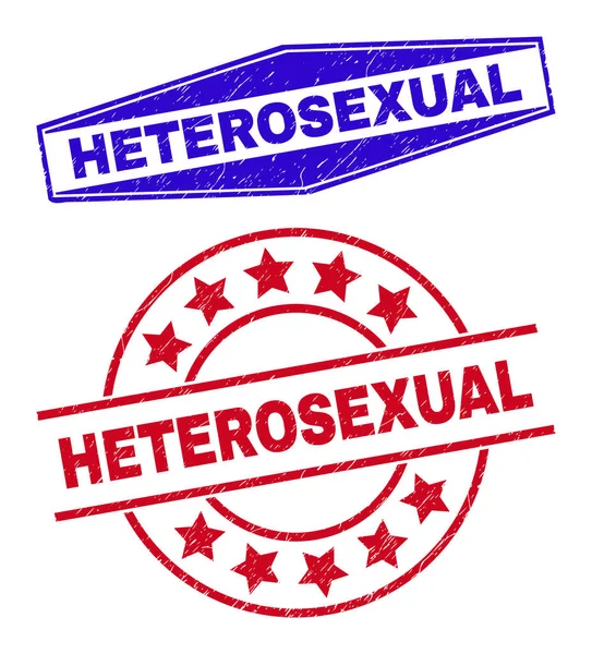 Marcas de água de borracha HETEROSEXUAL em forma circular e hexagonal —  Vetores de Stock