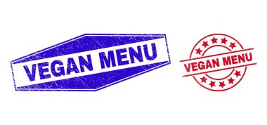 VEGAN MENU Yuvarlak ve Hexagon Şekillerinde Aşınmış Rozetler