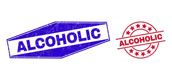 ALCOHOLIC Çember ve Altıgen Biçimlerinde Aşınmış Filigranlar — Stok Vektör