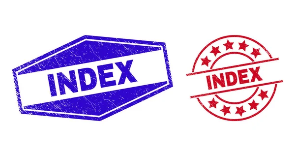 INDEX Badges en caoutchouc de forme ronde et hexagonale — Image vectorielle