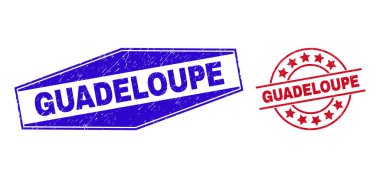 Yuvarlak ve Altıgen Şekillerinde GuADELOUPE Çizilmiş Rozetler