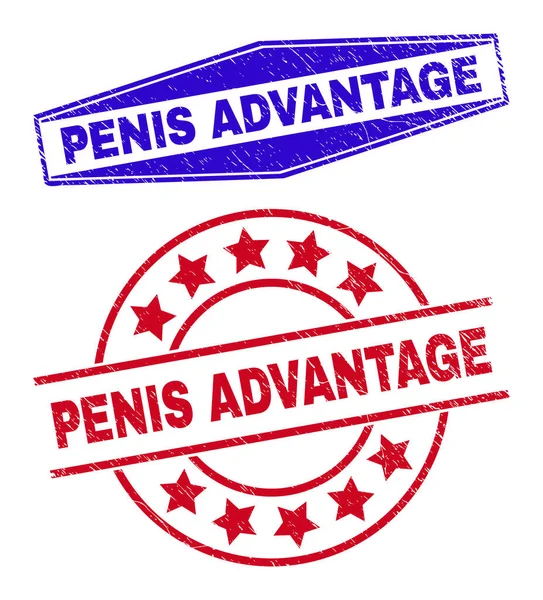 PENIS ADVANTAGE Textured Seals in Round and Hexagonal Forms — Stockvector