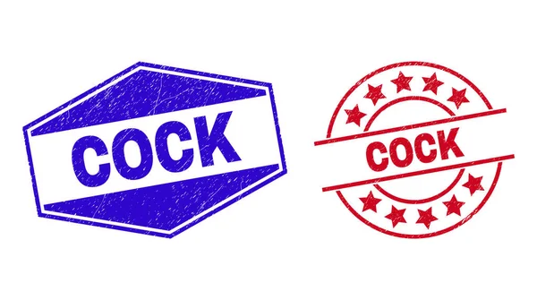 COCK Unclean Badges in Round and Hexagonal Shapes — Stock Vector