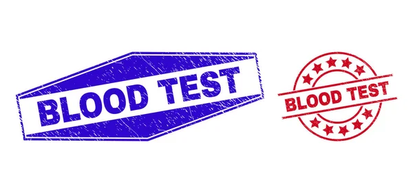 Uszczelki gruntowe BLOOD TEST w formach okrągłych i sześciokątnych — Wektor stockowy