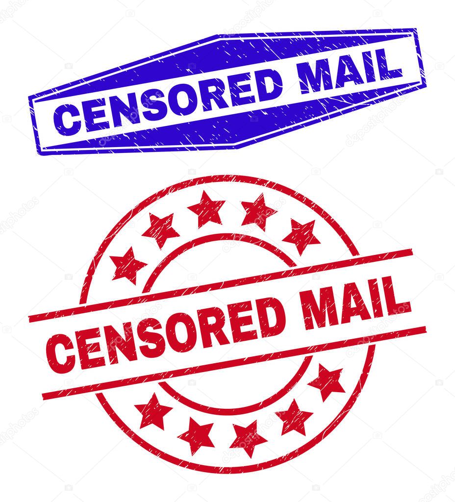 CENSORED MAIL Rubber Badges in Circle and Hexagon Forms