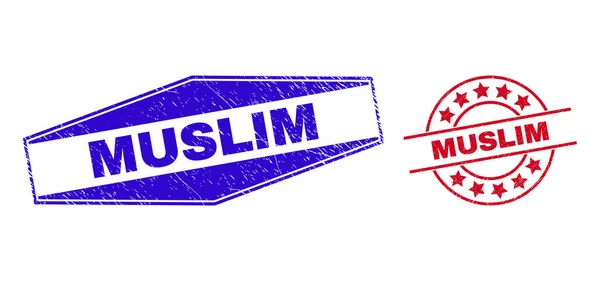 MUSLIM Unclean Badges in Round and Hexagon Forms — Stock Vector