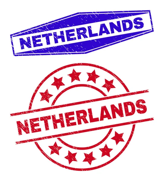 NETHERLANDS Rubber Stamps in Circle and Hexagonal Shapes — Stockový vektor