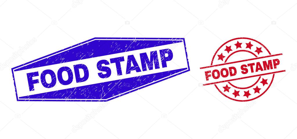 FOOD STAMP Grunge Stamp Seals in Round and Hexagon Shapes