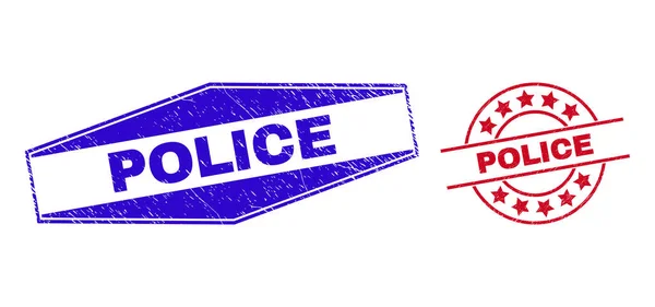 POLICE Rubber Stamp Seals in Circle and Hexagon Forms — Vetor de Stock