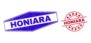 Yuvarlak ve Altıgen Biçimli HONIARA Grunged Rozetleri