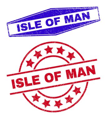 Grunge Adası Yuvarlak ve Altıgen Şekillerde Damga Mührü