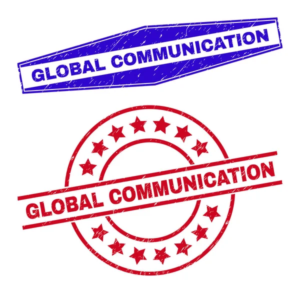 Σφραγίδες GLOBAL COMMUNICATION υφασμένες σε στρογγυλές και εξαγωνικές μορφές — Διανυσματικό Αρχείο