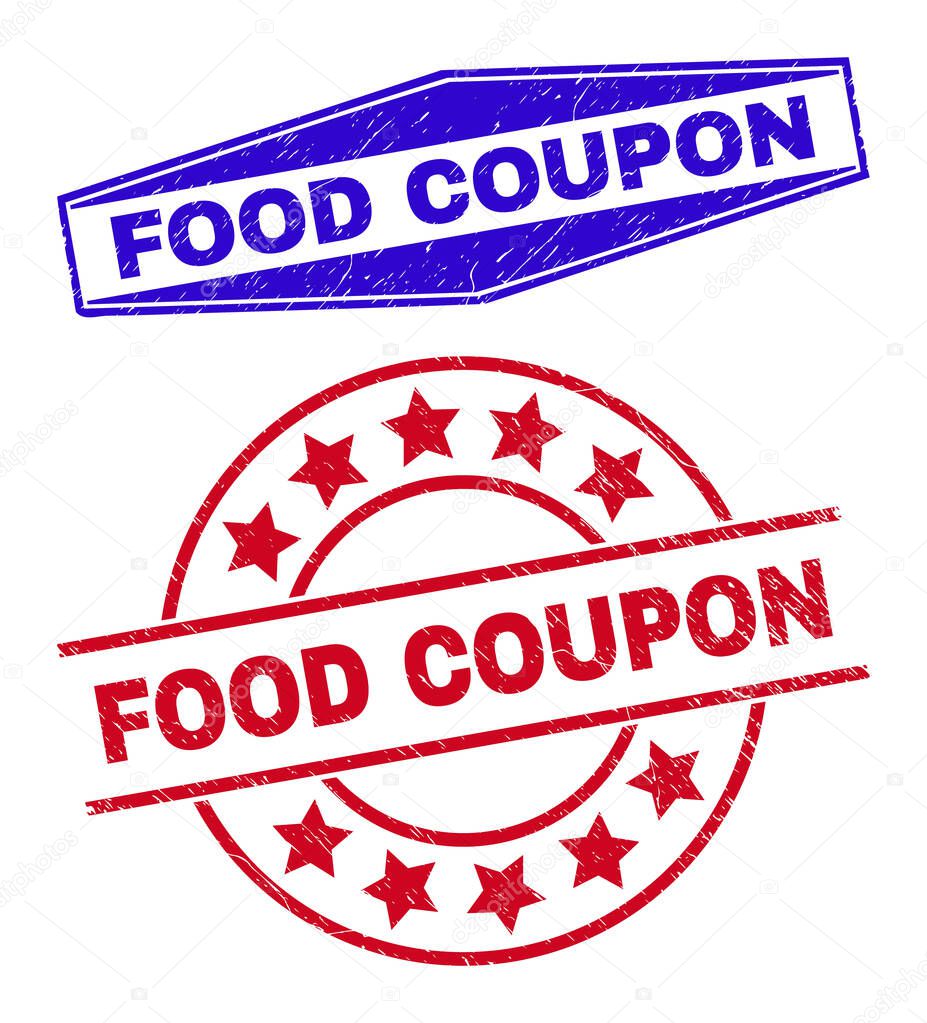 FOOD COUPON Corroded Badges in Round and Hexagon Forms